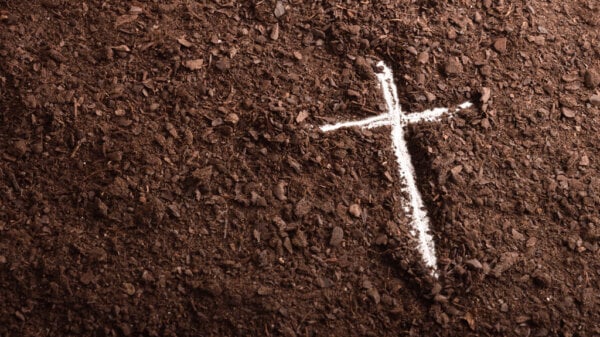 Cross in dirt