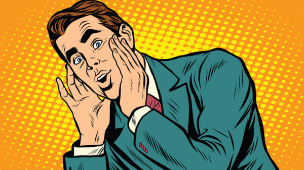 Frightened cartoon man