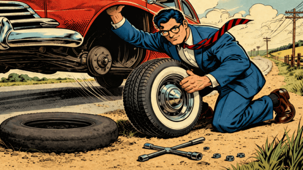 Clark Kent Change Tire